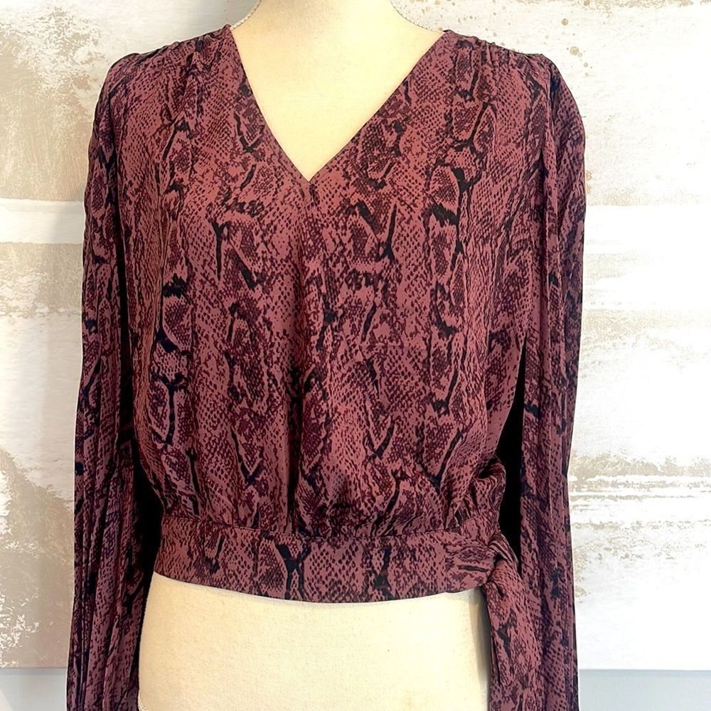 Cupcakes & Casmere Long Sleeve deep v neck “eggplant/black”blouse